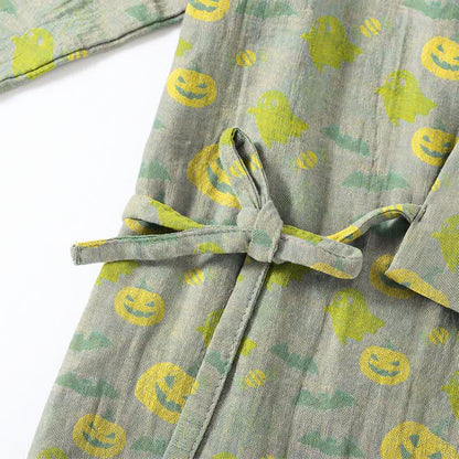 Ownkoti Halloween Ghost Pumpkin Cotton Kimono Pajama Set - image 47