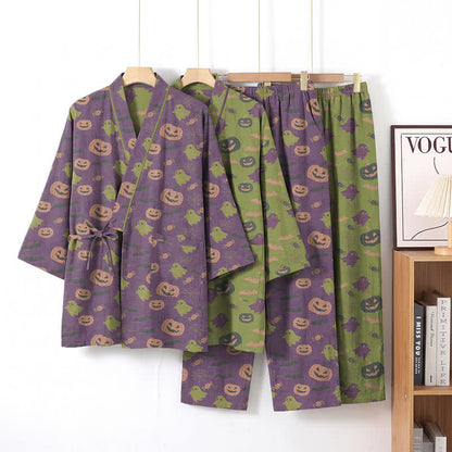 Ownkoti Halloween Ghost Pumpkin Cotton Kimono Pajama Set - image 49