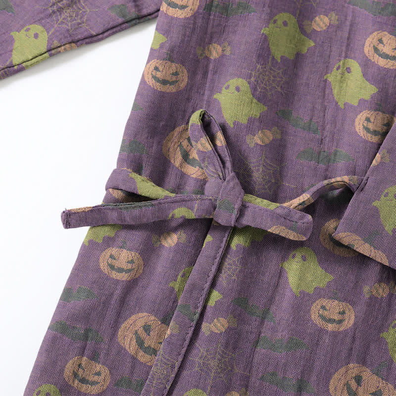 Ownkoti Halloween Ghost Pumpkin Cotton Kimono Pajama Set - image 55
