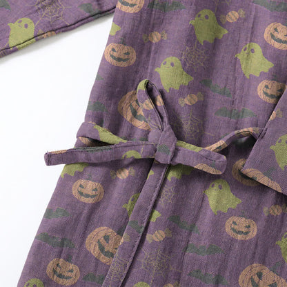 Ownkoti Halloween Ghost Pumpkin Cotton Kimono Pajama Set - image 55