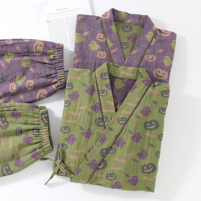 Ownkoti Halloween Ghost Pumpkin Cotton Kimono Pajama Set - image 61