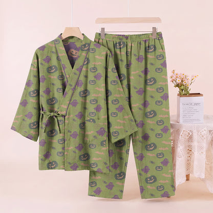 Ownkoti Halloween Ghost Pumpkin Cotton Kimono Pajama Set - image 58