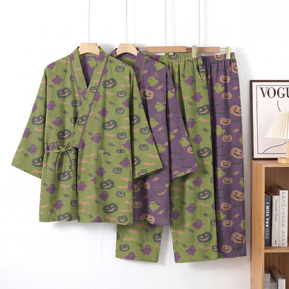 Ownkoti Halloween Ghost Pumpkin Cotton Kimono Pajama Set - image 57