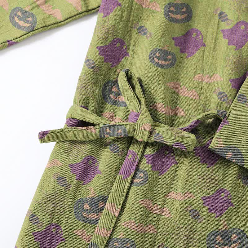 Ownkoti Halloween Ghost Pumpkin Cotton Kimono Pajama Set - image 63