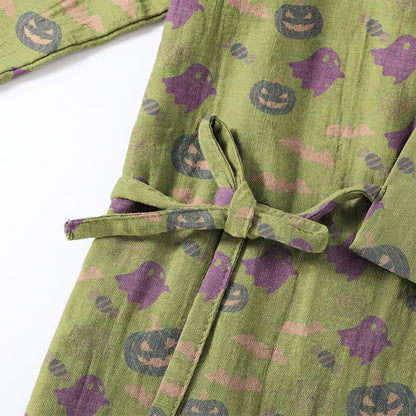 Ownkoti Halloween Ghost Pumpkin Cotton Kimono Pajama Set - image 63