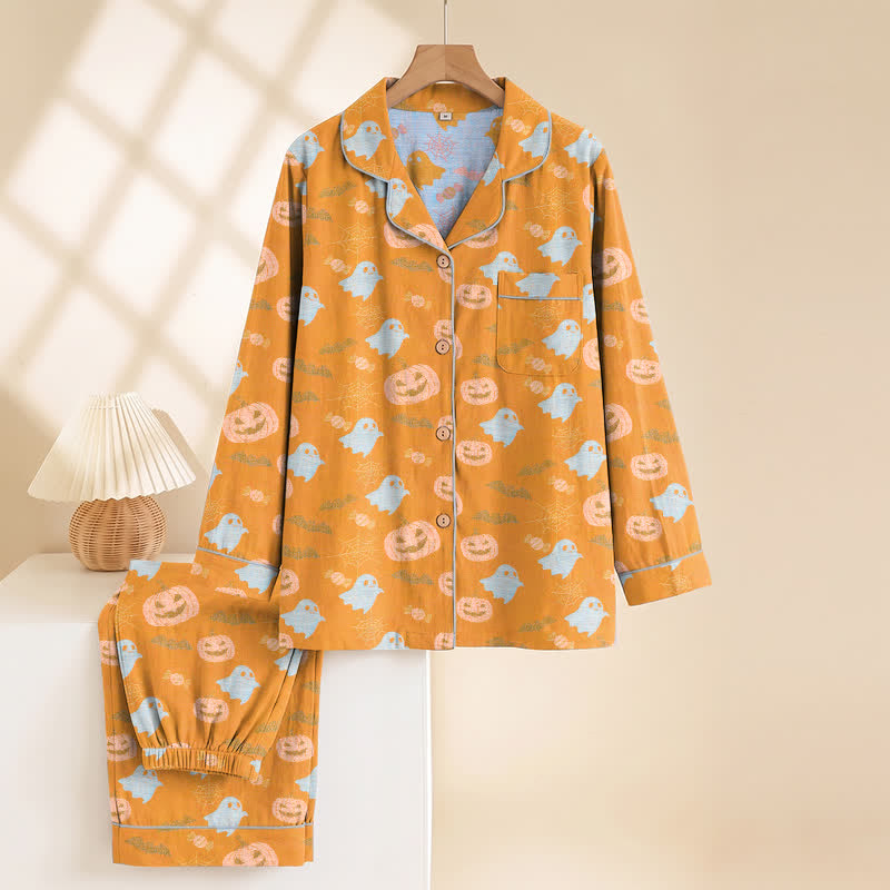 Ownkoti Cute Ghost Pumpkin Cotton Loungewear Set - image 1