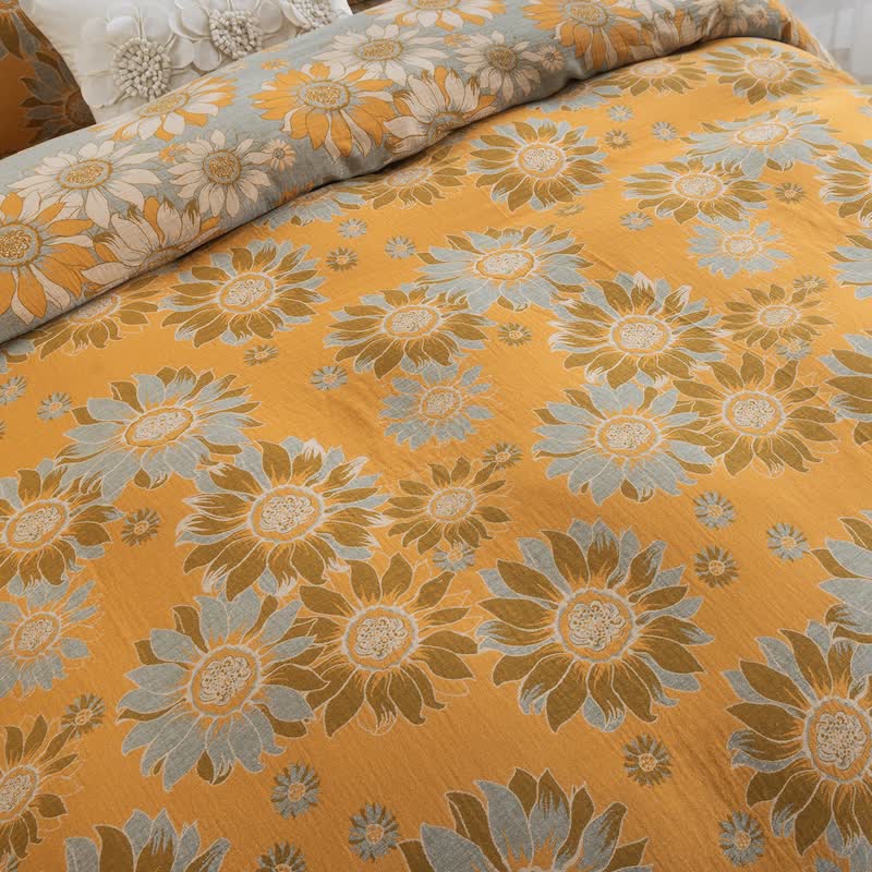 Ownkoti Vintage Sunflower Orange Cotton Bedding Set - image 9