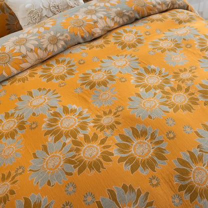 Ownkoti Vintage Sunflower Orange Cotton Bedding Set - image 9