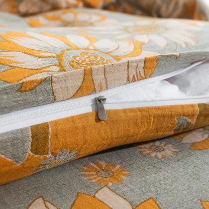 Ownkoti Vintage Sunflower Orange Cotton Bedding Set - image 30