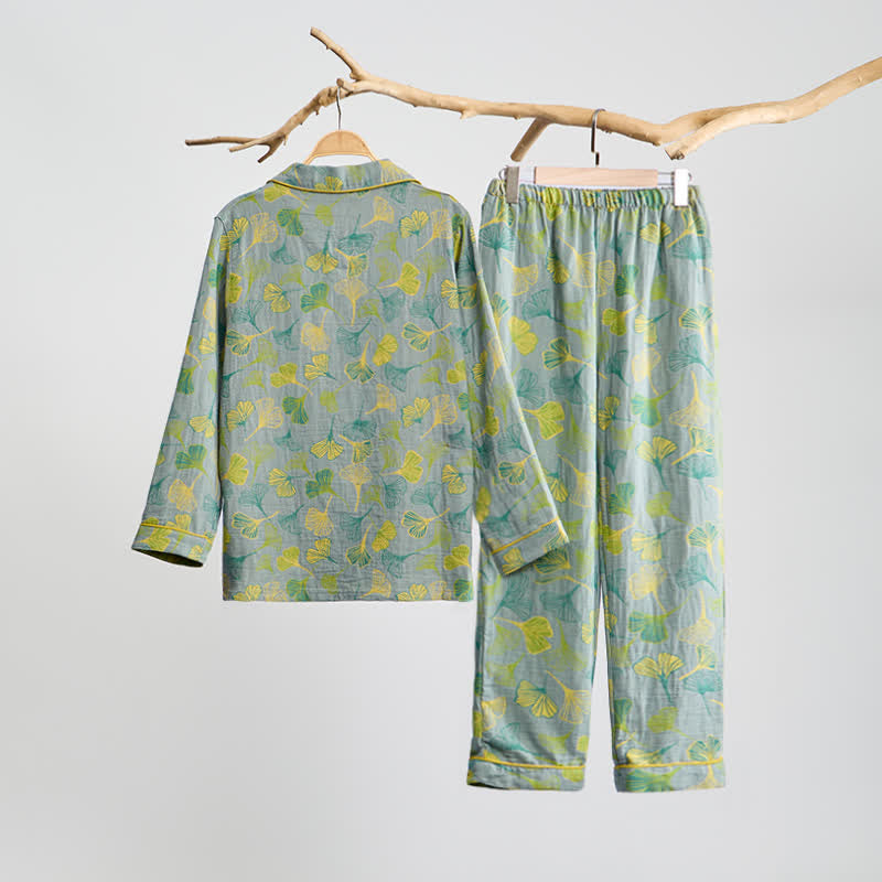 Ownkoti Nature‑Inspired Ginkgo Leaf Cotton Loungewear Set - image 13