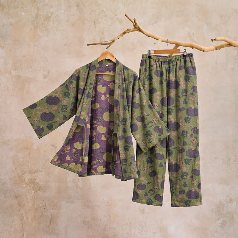 Ownkoti Retro Halloween Pumpkin Kimono Pajama Set - image 14