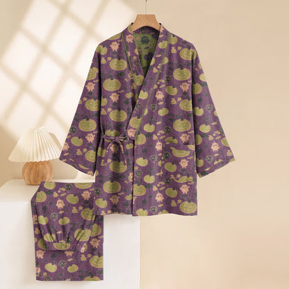 Ownkoti Retro Halloween Pumpkin Kimono Pajama Set - image 2