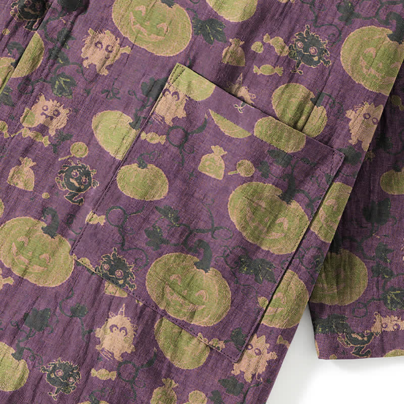 Ownkoti Retro Halloween Pumpkin Kimono Pajama Set - image 3