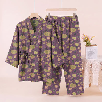 Ownkoti Retro Halloween Pumpkin Kimono Pajama Set - image 5