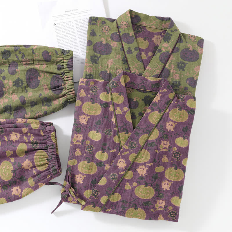 Ownkoti Retro Halloween Pumpkin Kimono Pajama Set - image 7