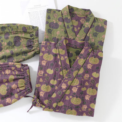 Ownkoti Retro Halloween Pumpkin Kimono Pajama Set - image 7