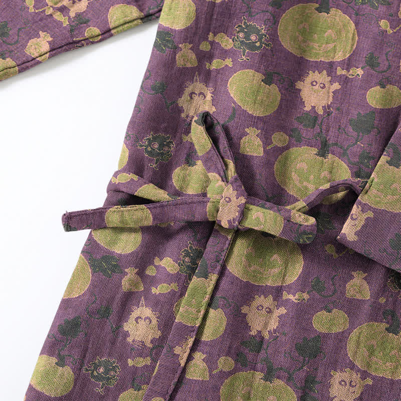 Ownkoti Retro Halloween Pumpkin Kimono Pajama Set - image 4