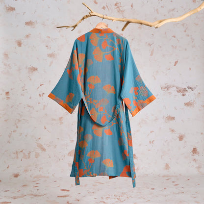 Ownkoti Retro Ginkgo Leaf Cotton Kimono Robe - image 9