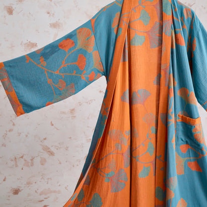 Ownkoti Retro Ginkgo Leaf Cotton Kimono Robe - image 11