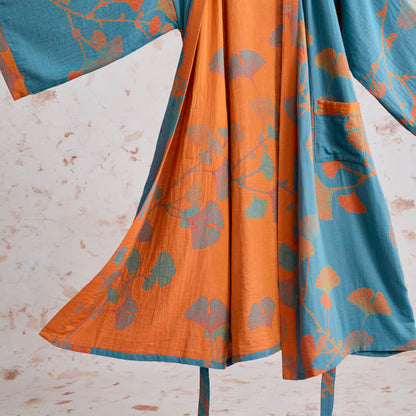 Ownkoti Retro Ginkgo Leaf Cotton Kimono Robe - image 13