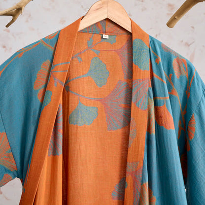 Ownkoti Retro Ginkgo Leaf Cotton Kimono Robe - image 10