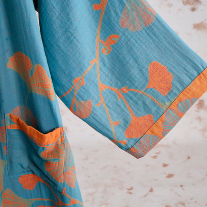 Ownkoti Retro Ginkgo Leaf Cotton Kimono Robe - image 12