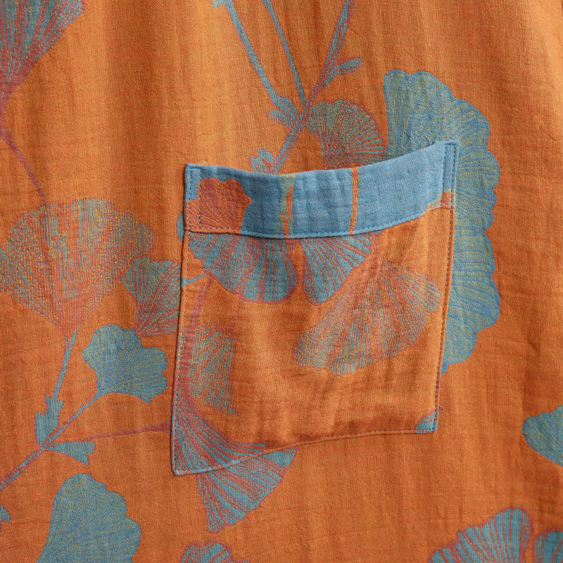 Ownkoti Retro Ginkgo Leaf Cotton Kimono Robe - image 6