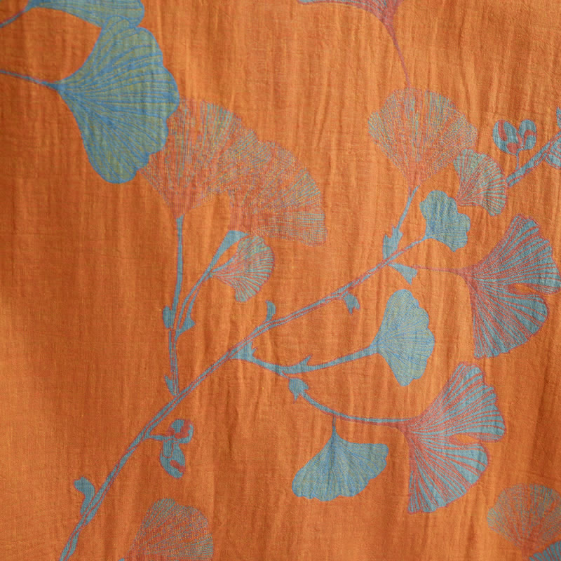 Ownkoti Retro Ginkgo Leaf Cotton Kimono Robe - image 7