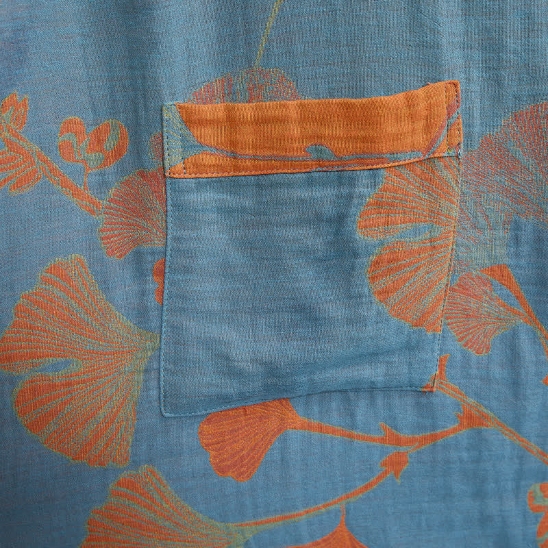Ownkoti Retro Ginkgo Leaf Cotton Kimono Robe - image 14