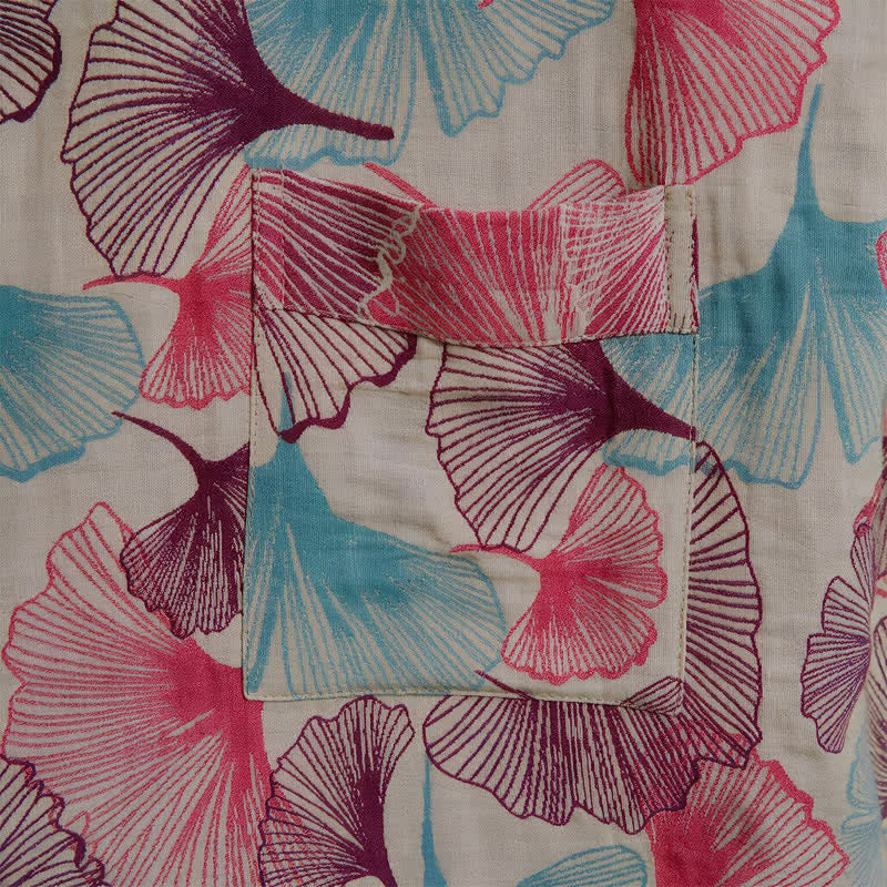 Ownkoti Artistic Ginkgo Leaf Kimono Loungewear Robe - image 9