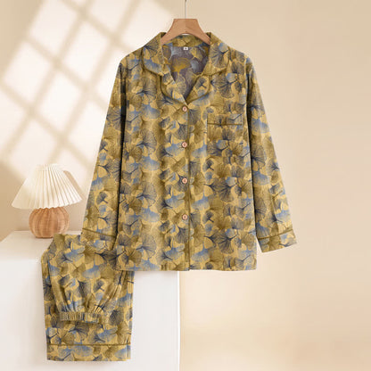 Ownkoti Ginkgo Leaf Notch Collar Pajama Set - image 1