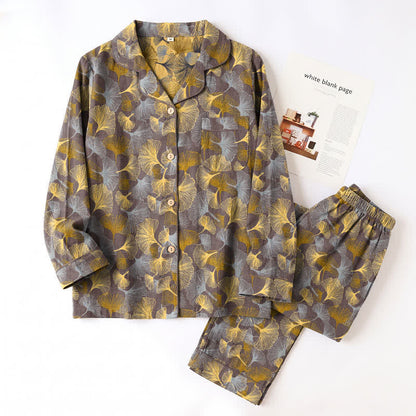 Ownkoti Ginkgo Leaf Notch Collar Pajama Set - image 11
