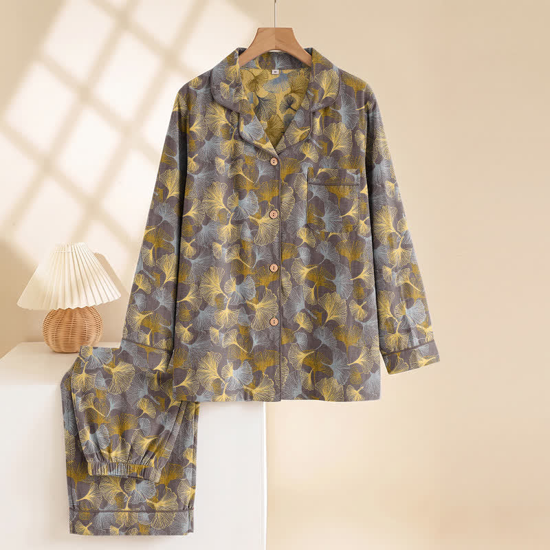 Ownkoti Ginkgo Leaf Notch Collar Pajama Set - image 7