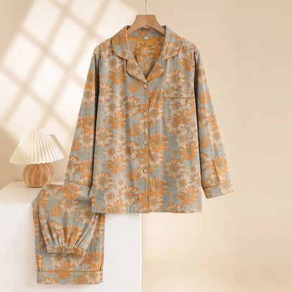 Ownkoti Retro Sunflower Cotton Loungewear Pajama Set - image 8