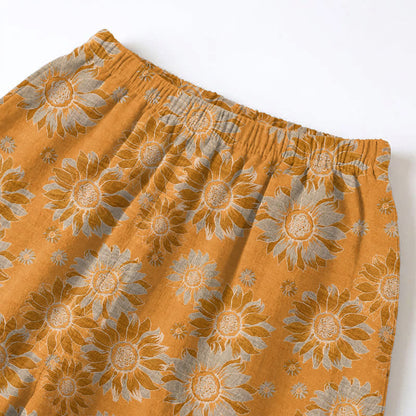 Ownkoti Retro Sunflower Cotton Loungewear Pajama Set - image 4