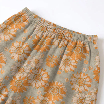 Ownkoti Retro Sunflower Cotton Loungewear Pajama Set - image 11