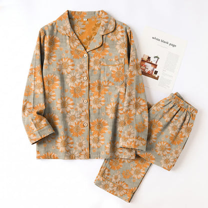 Ownkoti Retro Sunflower Cotton Loungewear Pajama Set - image 12
