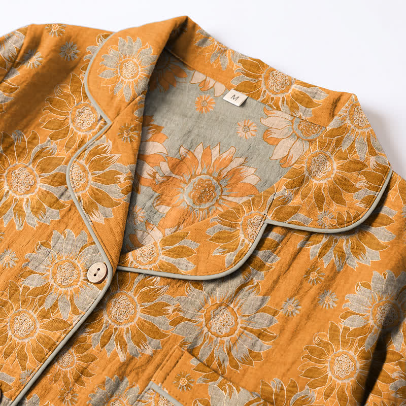 Ownkoti Retro Sunflower Cotton Loungewear Pajama Set - image 2
