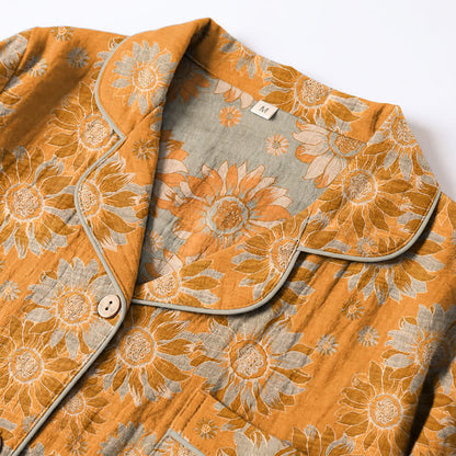 Ownkoti Retro Sunflower Cotton Loungewear Pajama Set - image 2