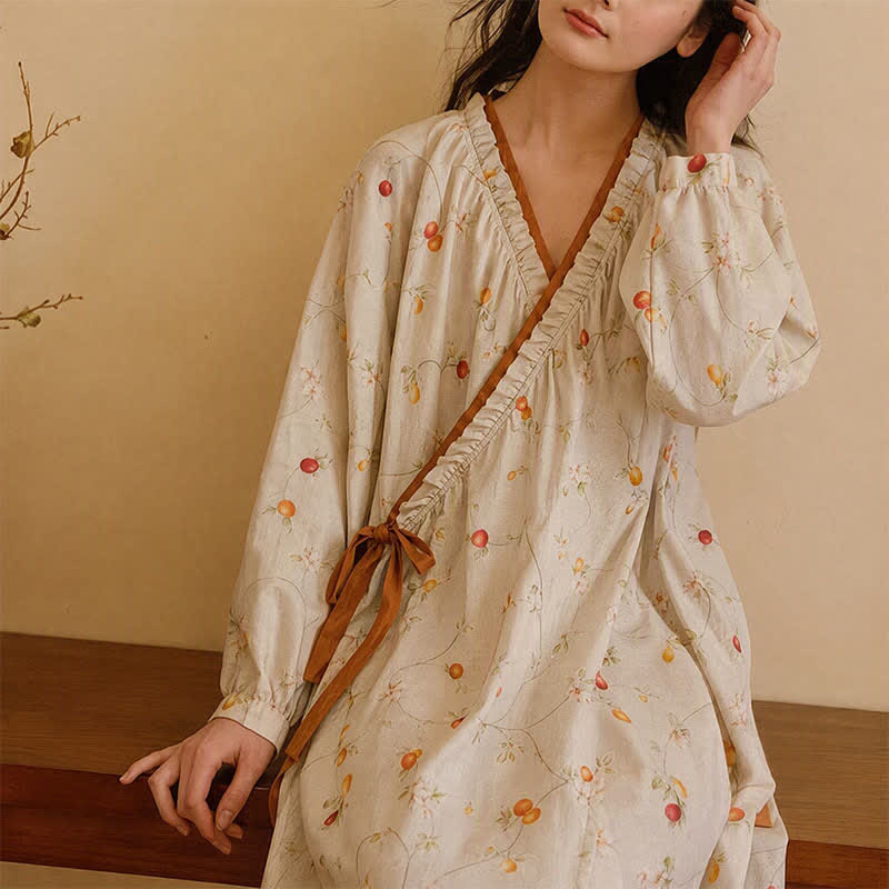Ownkoti Cotton Gauze Rural Pomegranate Nightdress - image 4