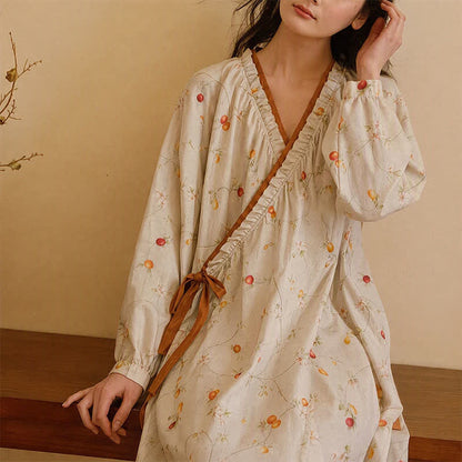 Ownkoti Cotton Gauze Rural Pomegranate Nightdress - image 4