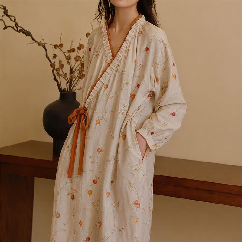 Ownkoti Cotton Gauze Rural Pomegranate Nightdress - L - image 0