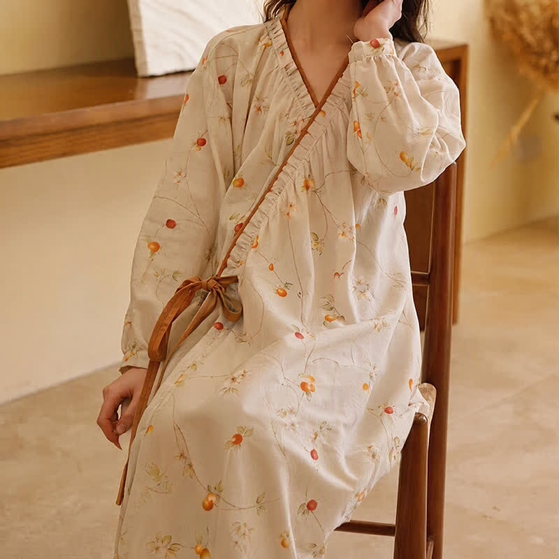 Ownkoti Cotton Gauze Rural Pomegranate Nightdress - image 5
