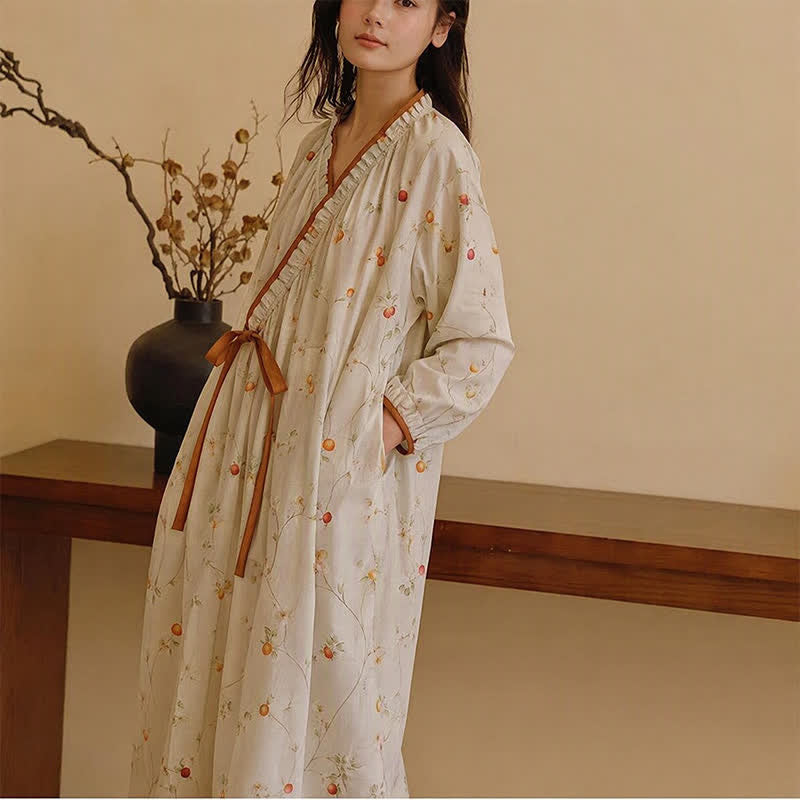 Ownkoti Cotton Gauze Rural Pomegranate Nightdress - image 3
