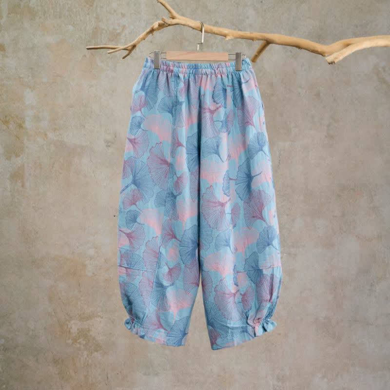 Ownkoti Vintage Ginkgo Leaf Cotton Lounge Pants - image 1