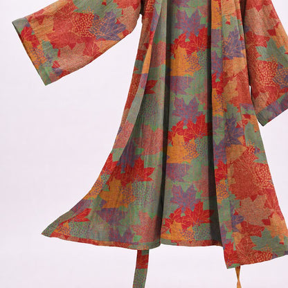 Ownkoti Autumn Maple Leaf Cotton Kimono Robe - image 3