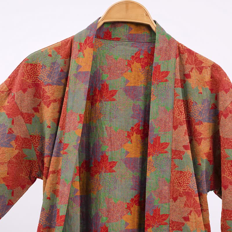 Ownkoti Autumn Maple Leaf Cotton Kimono Robe - image 2