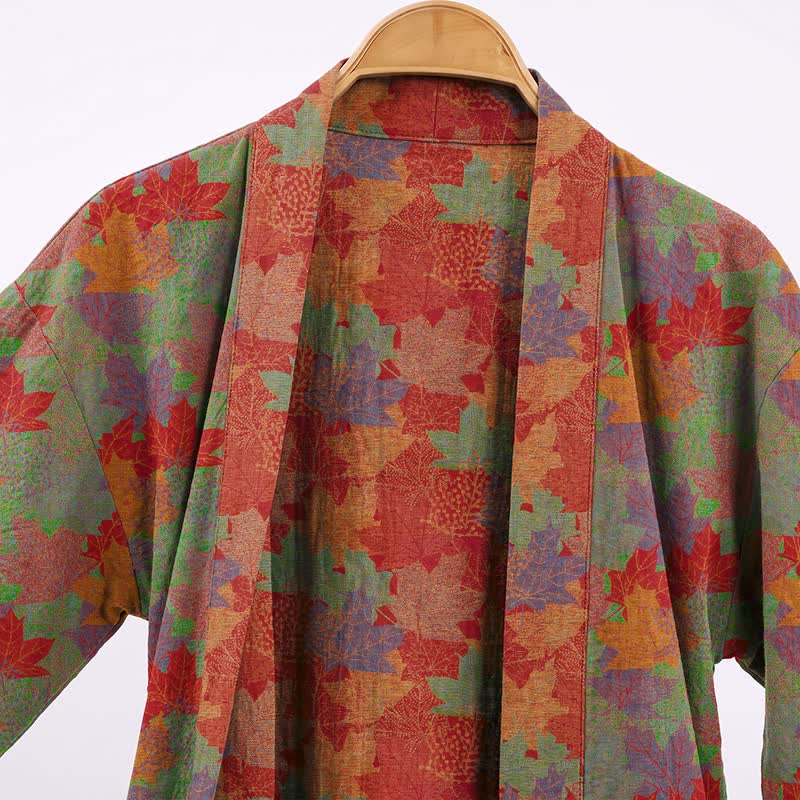 Ownkoti Autumn Maple Leaf Cotton Kimono Robe - image 9