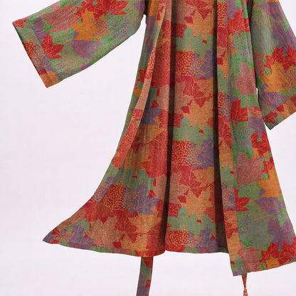 Ownkoti Autumn Maple Leaf Cotton Kimono Robe - image 11