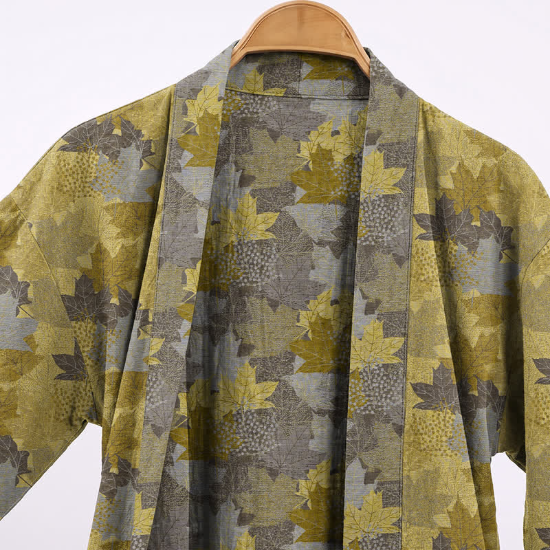 Ownkoti Autumn Maple Leaf Cotton Kimono Robe - image 13